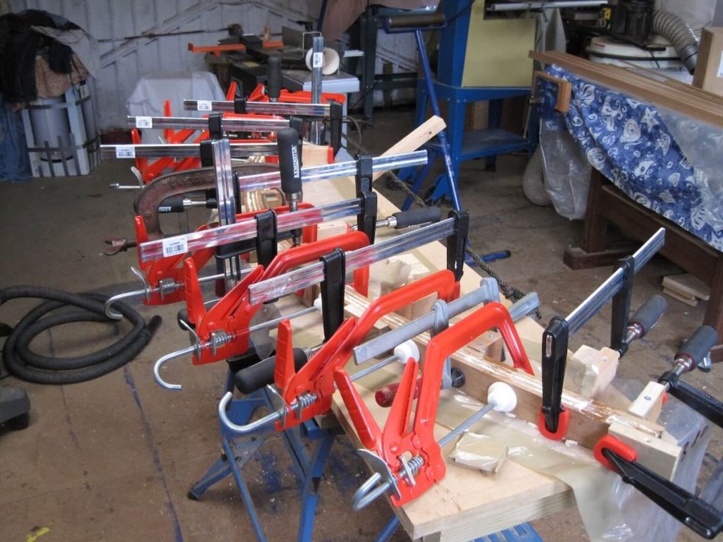 Laminating an iroko apron